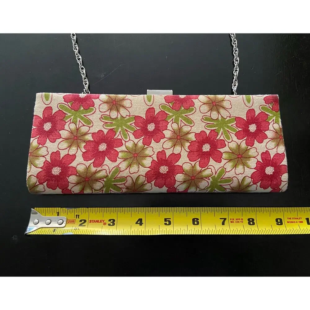 Spring Floral Clutch Purse w/Chain Strap